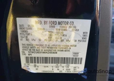 2006 Ford Escape Xlt/Xlt Sport from USA, damaged, VIN 1FMCU03196KD55408